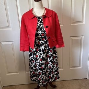 Talbots | Sheath dress and Jacket outfit | Size: 6p | color: white red black